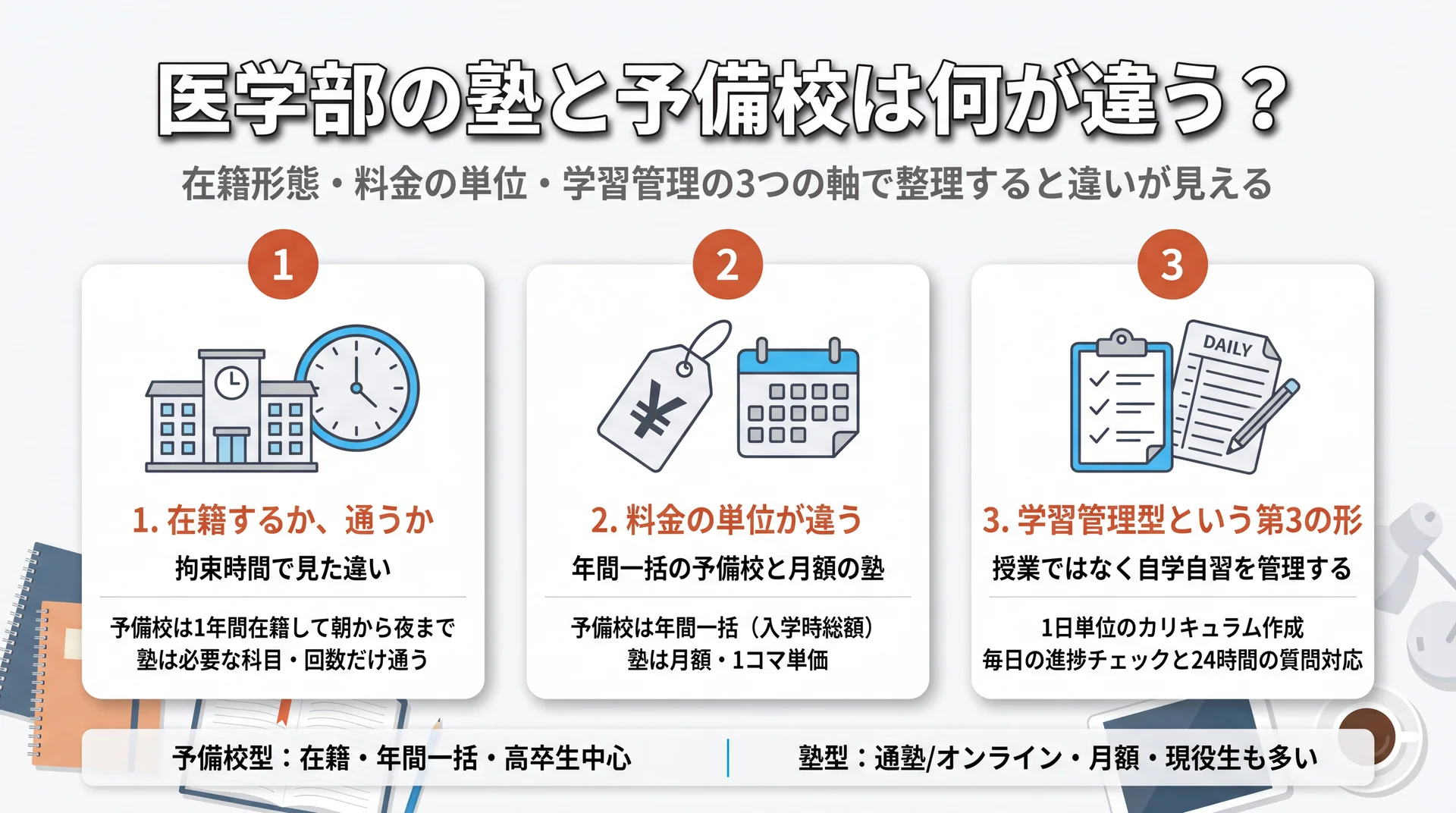 医学部の塾と予備校の違い